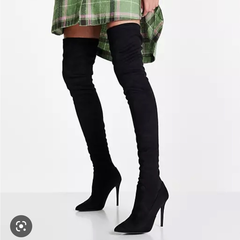 Steve Madden Black Suede Dominique Thigh High Boots Sz 6